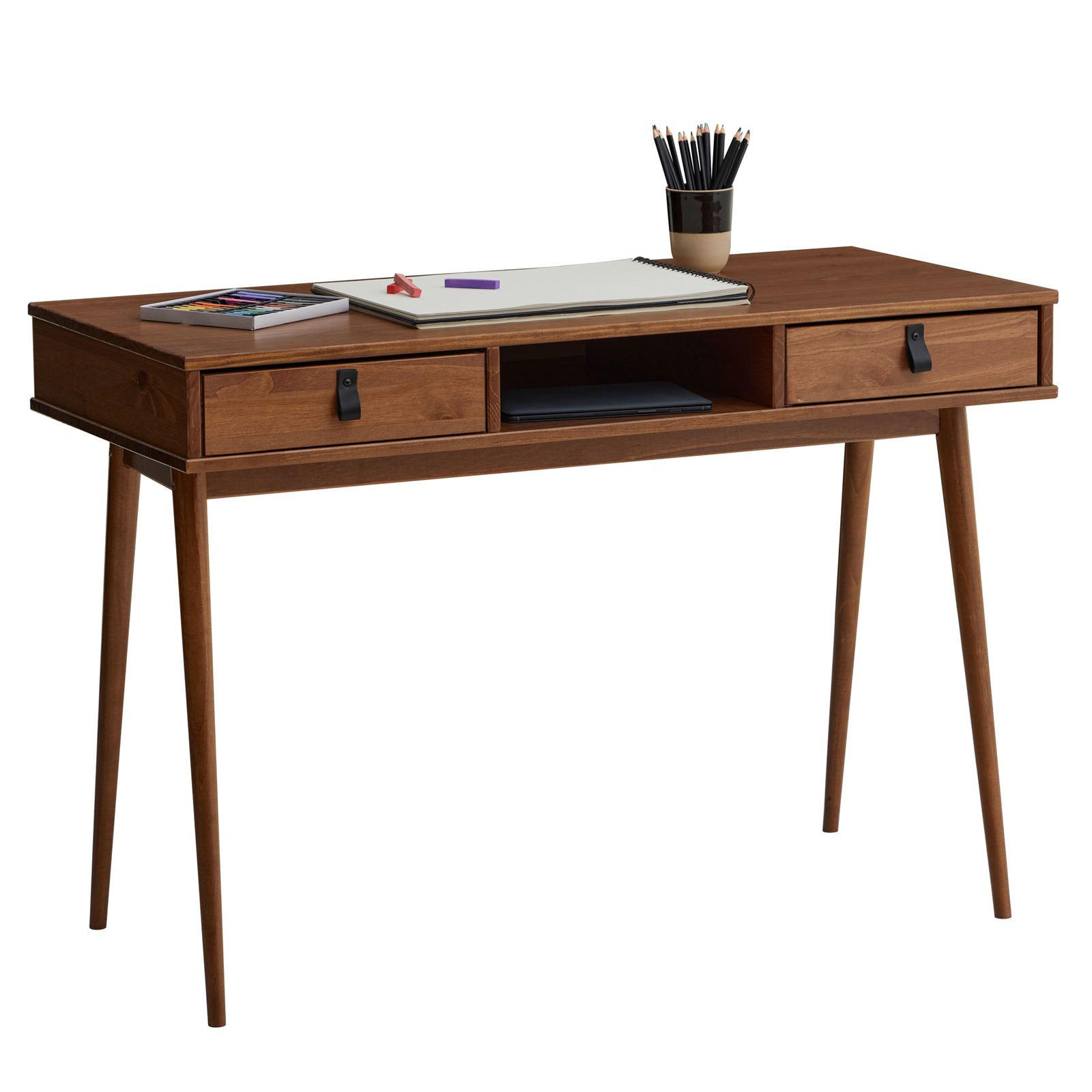 SCHREIBTISCH KIM - Kastanienfarben, Holz (50/110/76cm) - IDIMEX