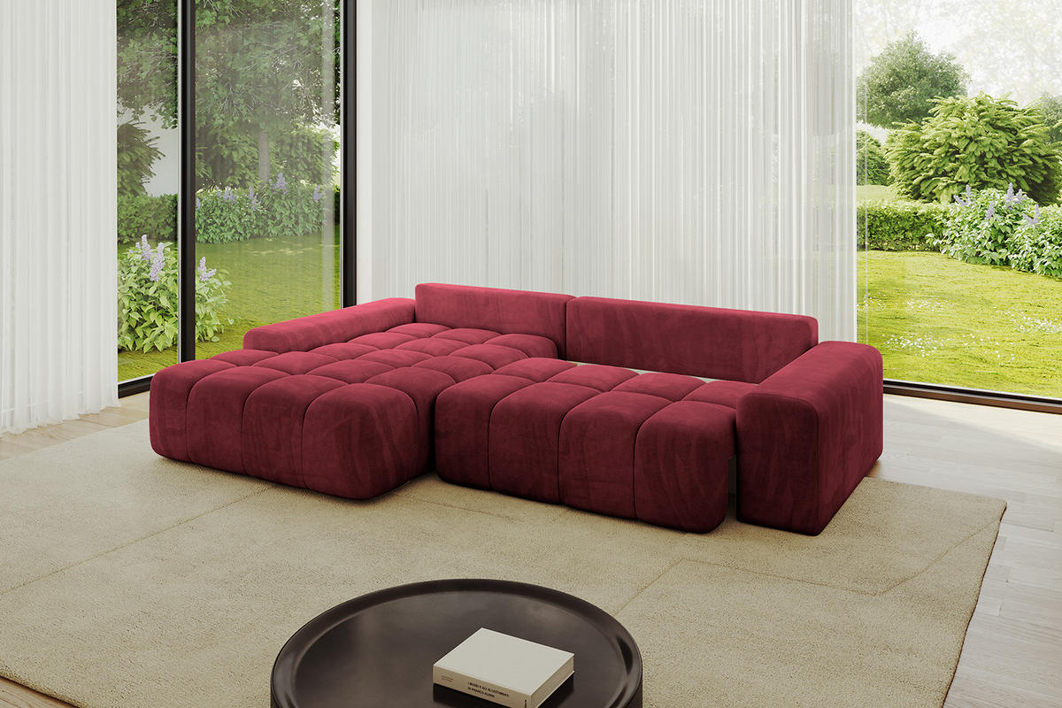 ECKSOFA Ottomane Links ENSI-L - 267x164x88 cm Bordeaux - Bordeaux, Holzwerkstoff/Kunststoff (267/164cm) - ALTDECOR