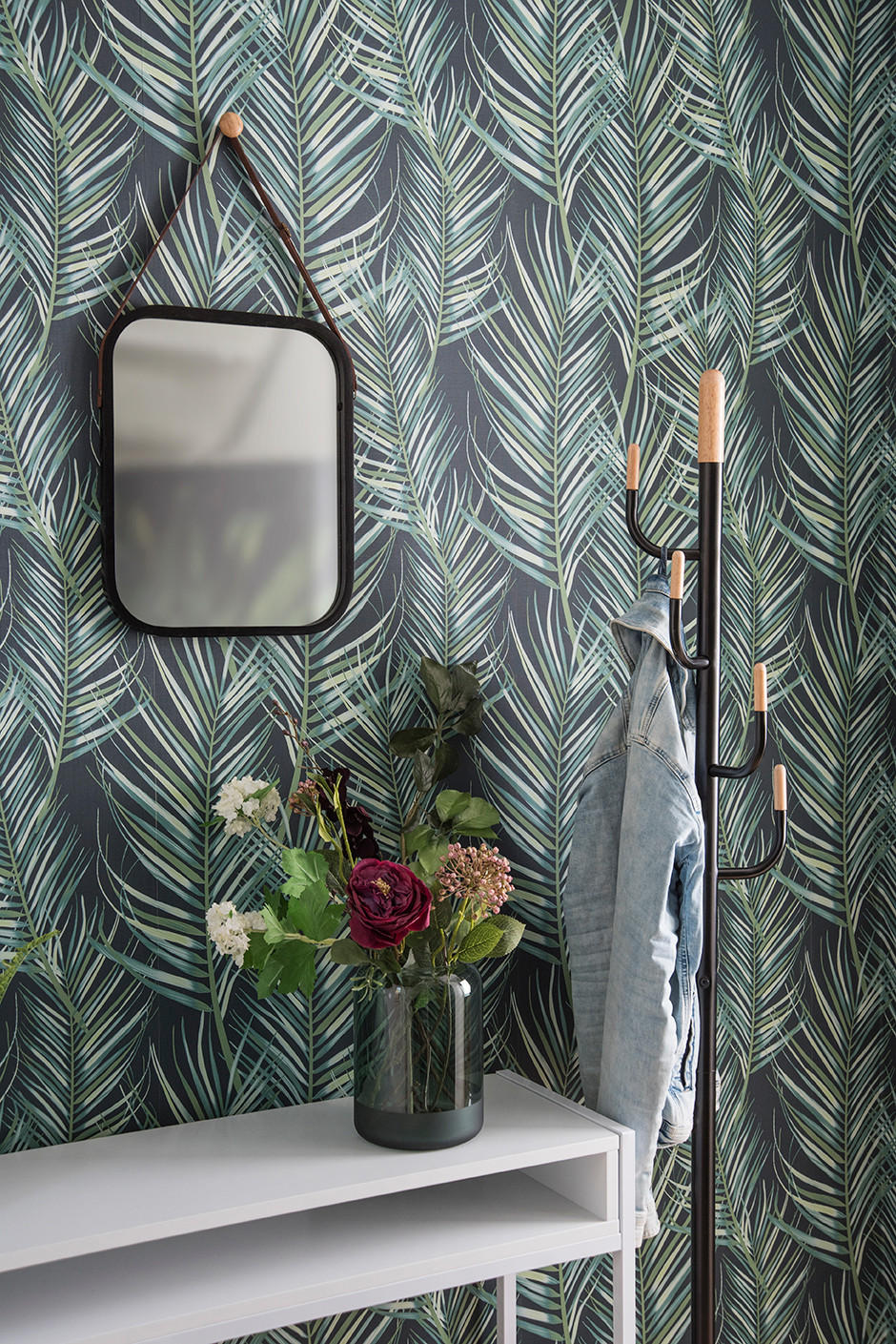 SPIEGEL Idyllic 1.5/33/40 cm - Schwarz, Naturmaterialien (33/40/1.5cm) - Present Time