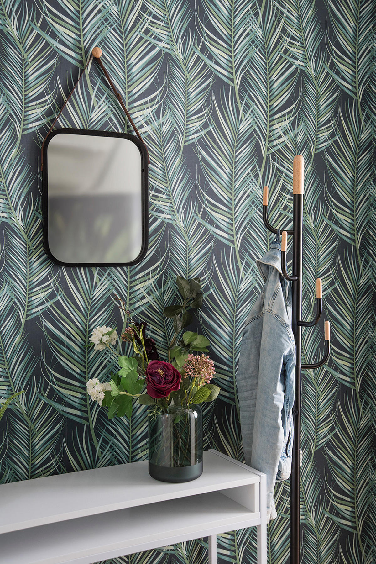 SPIEGEL Idyllic 1.5/33/40 cm - Schwarz, Naturmaterialien (33/40/1.5cm) - Present Time