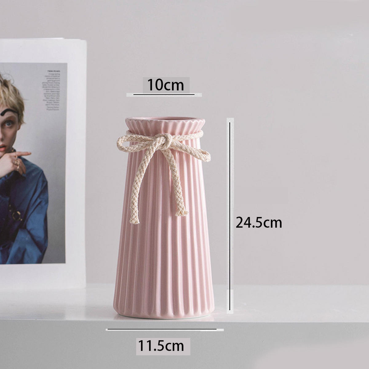 VASE 11.5x11.5 x 24.5 cm Keramik - Pink, Keramik (24.5cm) - LIBRATON