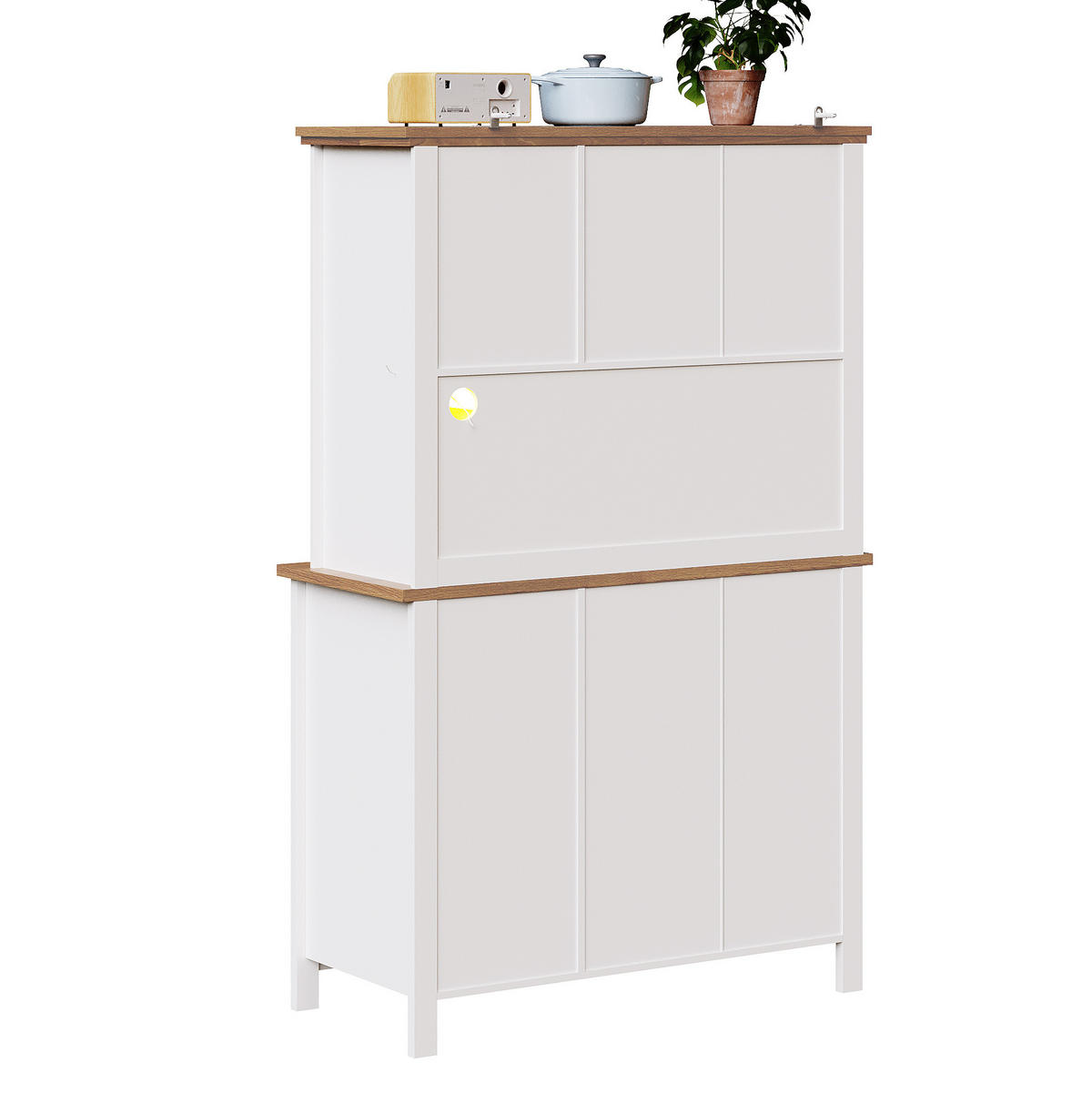 ANRICHTE 104/40/180 cm in Weiß mit LED-Beleuchtung und verstellbaren Böden - Weiß, Holzwerkstoff (104/180/40cm) - Flora Grace