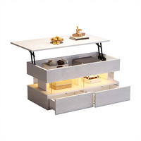 COUCHTISCH Weiß mit hydraulisch anhebbarer Platte, Rückprallschubladen und gemischtem Stauraum 100 × 50 × 46 cm - Weiß, Holzwerkstoff (50/100/46cm) - Luhomfu