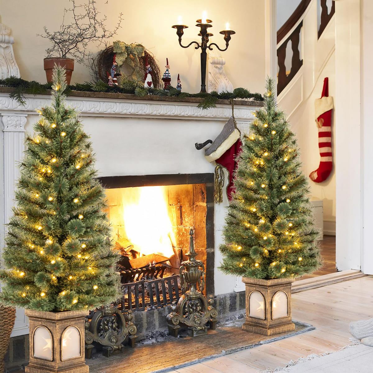 WEIHNACHTSBAUM Tannenbaum im Topf mit LEDs und Timer 120 cm grün - Grün, Kunststoff (120cm) - COSTWAY