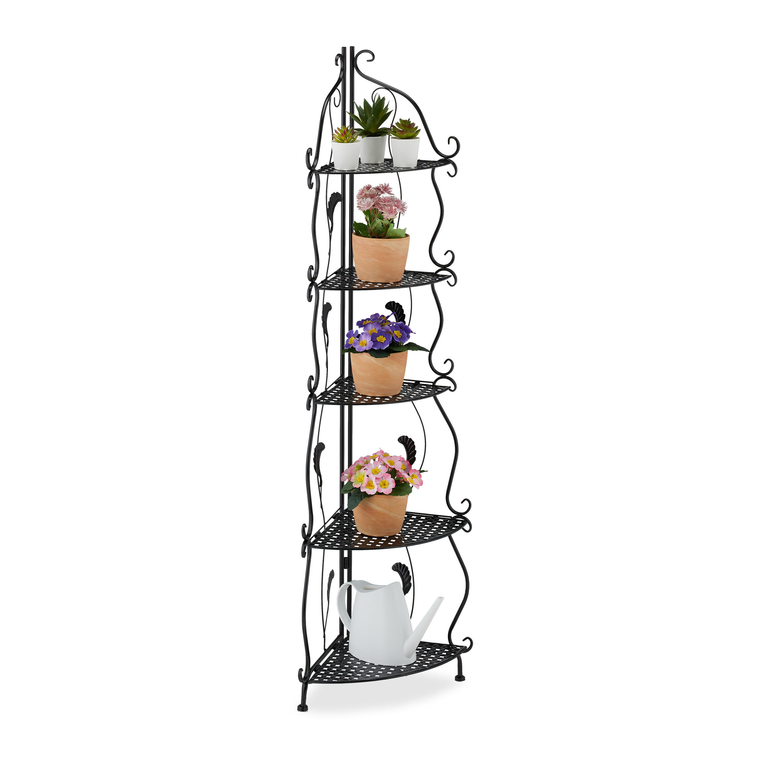 RAFT Negru de colt metal pliabil 5 polite 136x30x30 cm