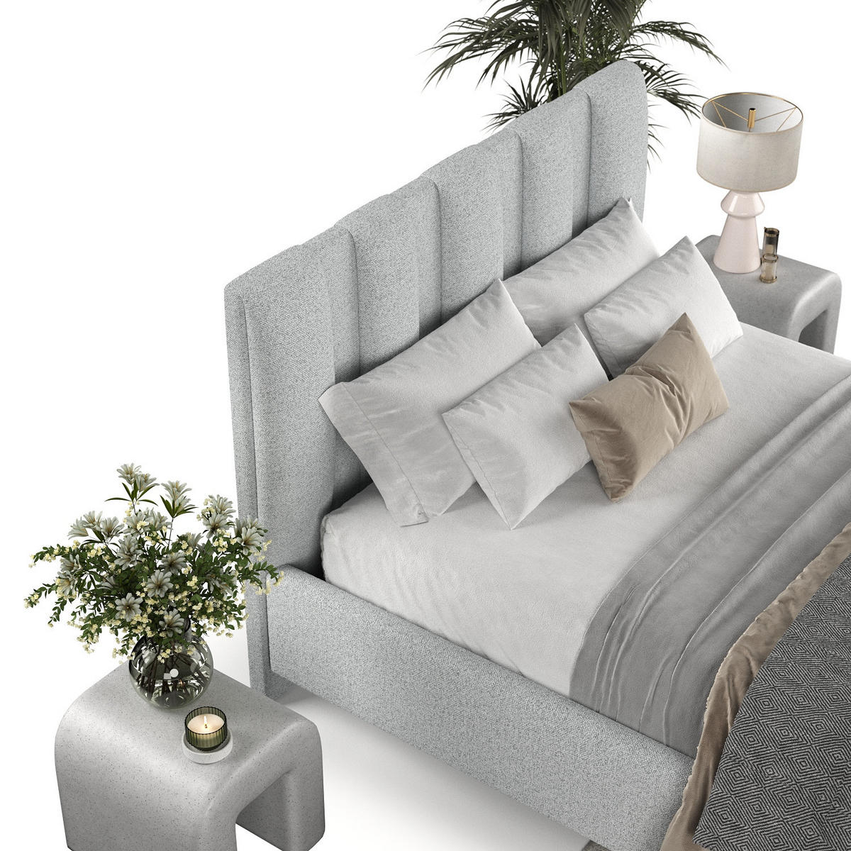 POLSTERBETT Loom 180/200 cm Hellgrau im Riva Stoff - Hellgrau/Naturfarben, Holz/Holzwerkstoff (180/200cm) - AltaBeds