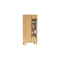 VITRINE LINDEN 89/40,6/197 cm mit Glastür ohne LED Eiche Bookmatch - Eichefarben, Eichenholz/Holzwerkstoff (89/197/40.6cm) - Lookway