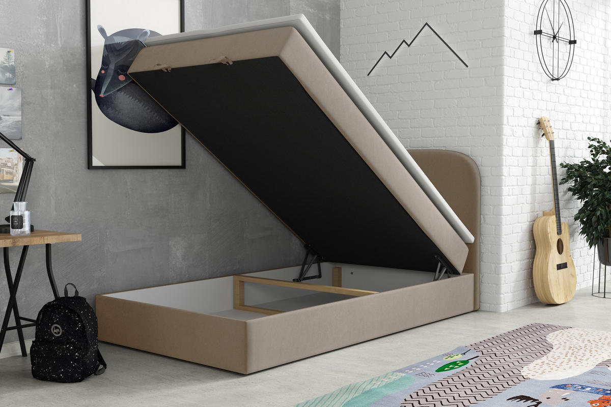 BOXBETT Hugo 100x200 Beige - Beige, Textil/Metall (100/200cm) - VLR BEDS