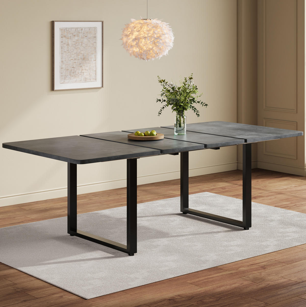 AUSZIEHTISCH 220/90/75 cm Grau Esstisch aus MDF mit 3-stufigem Auszug - Grau, Holzwerkstoff (220/90/75cm) - OKWISH