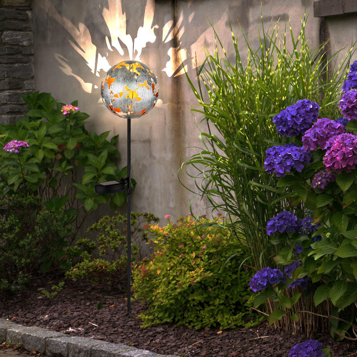 LED AUSSENLEUCHTE Metall Silber 2er Set - Silberfarben, Metall (12/12/91.5cm) - Globo Lighting