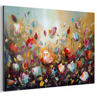 METALLBILD Blumen - Kunst - Natur - Ölgemälde 120x80 cm - Multicolor, Metall (120/80cm) - MuchoWow