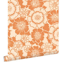 TAPETE Retro Blumen 50 x 900 cm - Orange, Papier (50/900cm) - ESTAhome