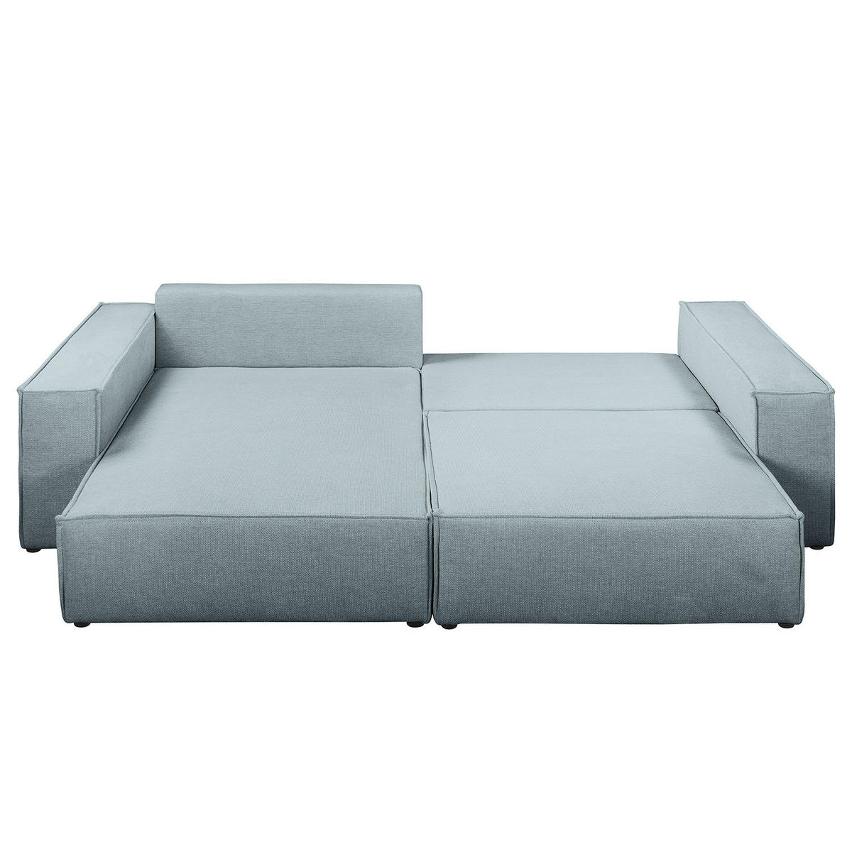 ECKSOFA mit Schlaffunktion - 255 cm - Blaugrau/Schwarz, Kunststoff/Textil (255/148cm) - home24