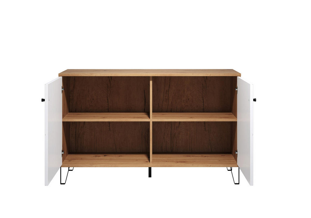 SIDEBOARD weiß - Eichefarben, Holzwerkstoff (123/76/40cm) - ebuy24
