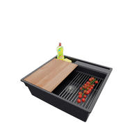 SPÜLBECKEN Oslo Pocket, 2-er set Anthrazit 58/53 cm 1 Becken + Ablauf-Set + Küchenzubehörset ab 60er Unterschrank - Chromfarben/Anthrazit, Kunststoff (58/20/53cm) - Primagran