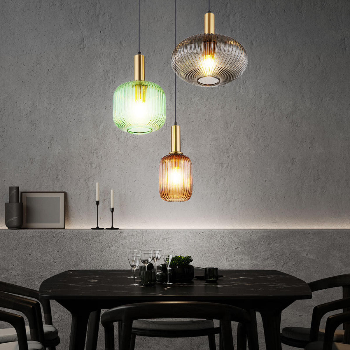 HÄNGELEUCHTE Glas bunt - Multicolor, Glas (55/55/130cm) - Globo Lighting