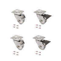 ROLLEN Slip 3 transparent, mit Montageplatte, Durchmesser 35mm, Stahl und Kunststoff 4er-set - Multicolor, Metall (4.2/5/4.2cm) - EMUCA