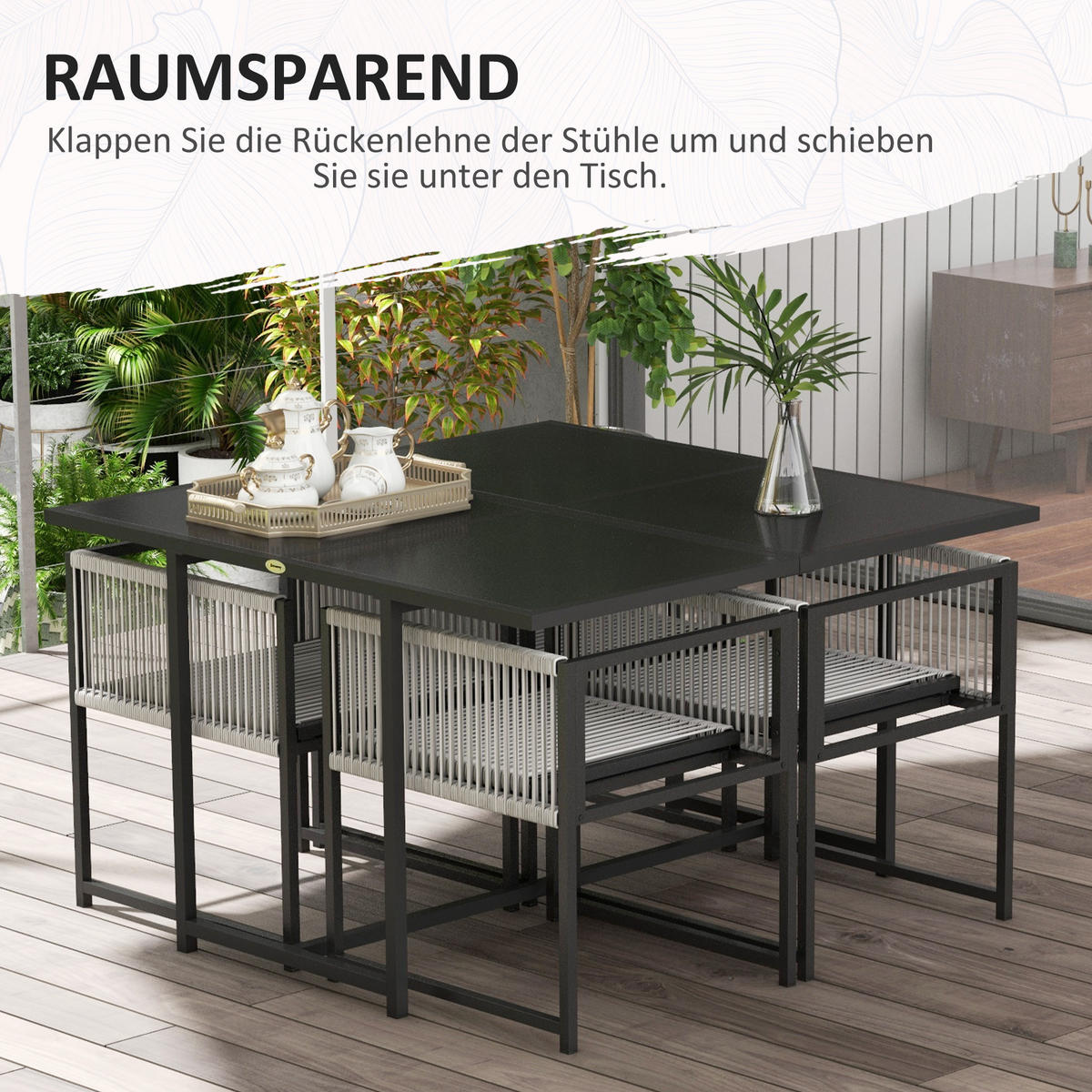 SITZGRUPPE, Schwarz, Stahl - Schwarz, Metall - Outsunny