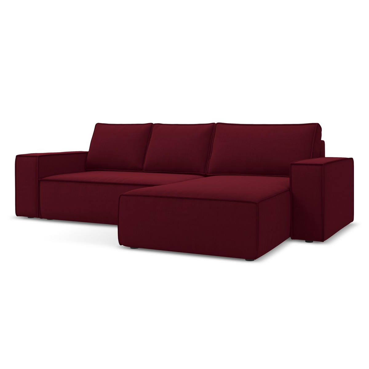 ECKSOFA mit Schlaffunktion Samt Stoff Rot - Bordeaux/Rot, Kunststoff/Textil (290/185cm) - LaMiaSofa