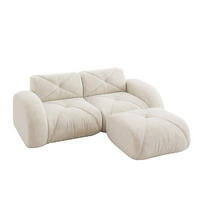 MODULSOFA 2-Sitzer mit Hocker, 32D-Schaumstoff und chenillebezogenem Komfort, Weiß - Weiß, Textil (204/76/171cm) - Redom