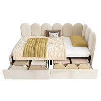 KINDERBETT Polsterbett 90/200 cm aus Samt mit 2 Schubladen Beige - Beige, Textil (90/200cm) - Modenvie