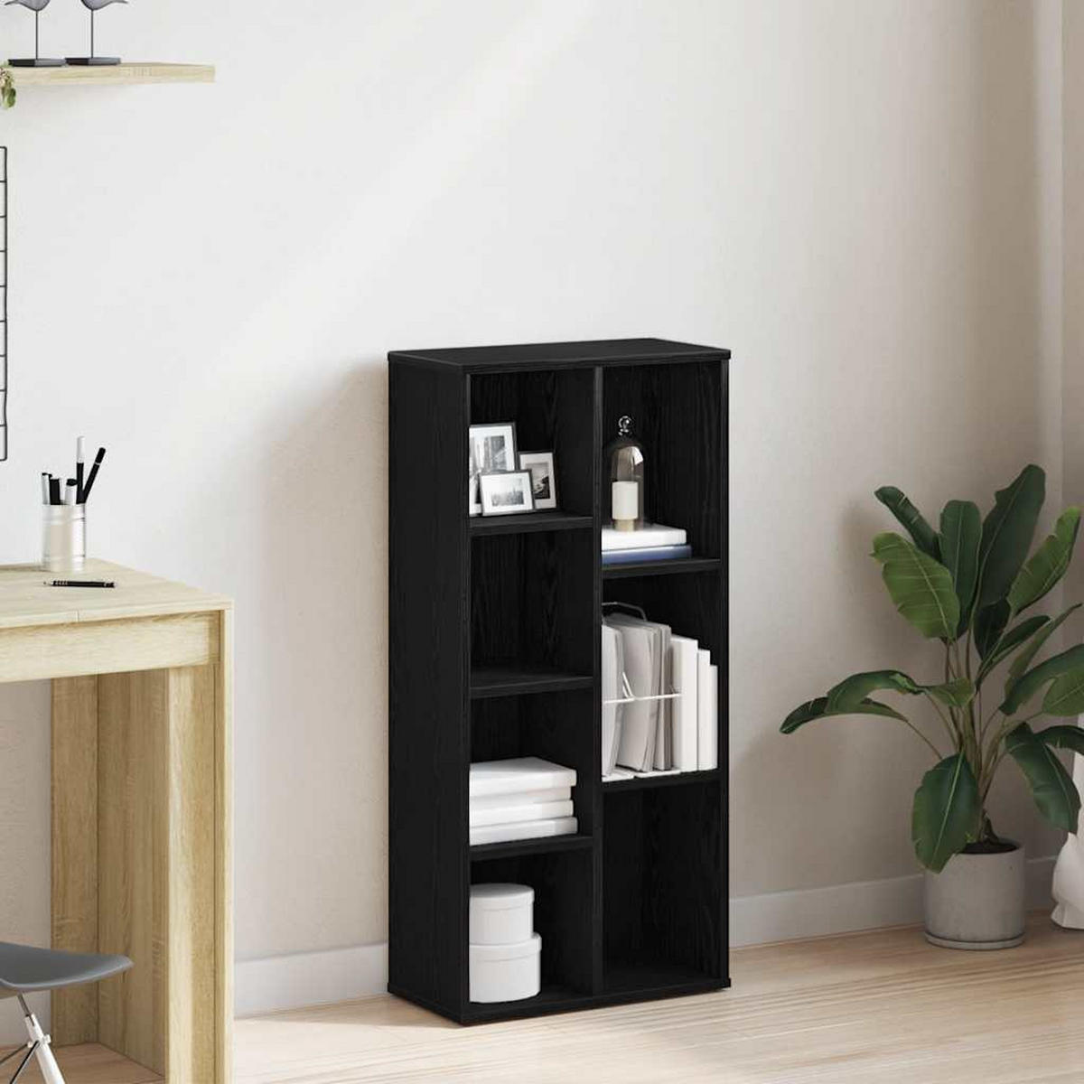 BÜCHERREGAL Schwarz Eichen-Optik 50/25/104 Cm Holzwerkstoff - Schwarz, Holzwerkstoff (25/104/50cm) - vidaXL