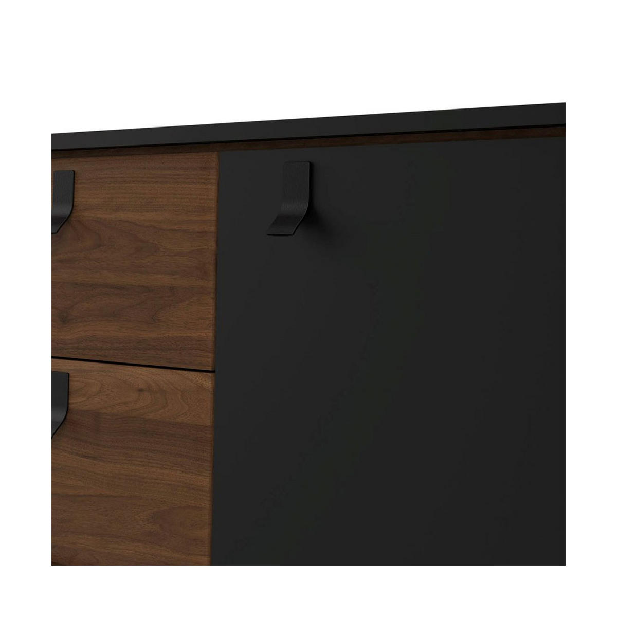 SIDEBOARD mattschwarz, wallnuss Dekor - Schwarz, Holzwerkstoff (150/72/40cm) - ebuy24