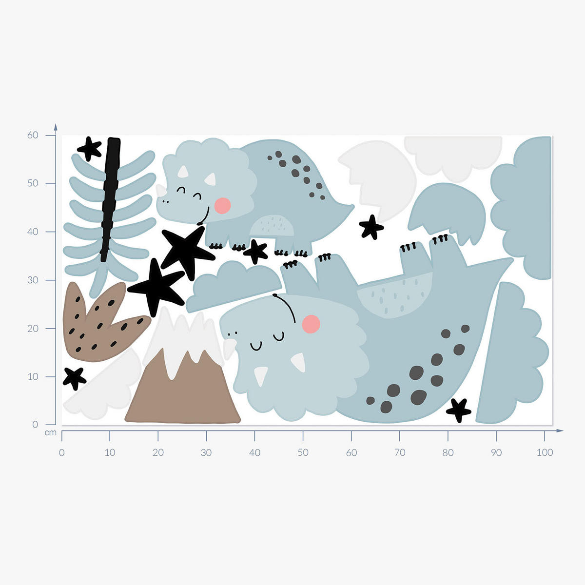 WANDAUFKLEBER 60x102cm - Dinosaurier wilde Vegetation - Multicolor, Kunststoff (60/102/0.1cm) - Wallfluent