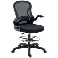 ZEICHENSTUHL, Ergonomischer Bürostuhl, Drehstuhl, Arbeitsstuhl, Höhenverstellbar - Schwarz, Textil (65/122/59cm) - Vinsetto