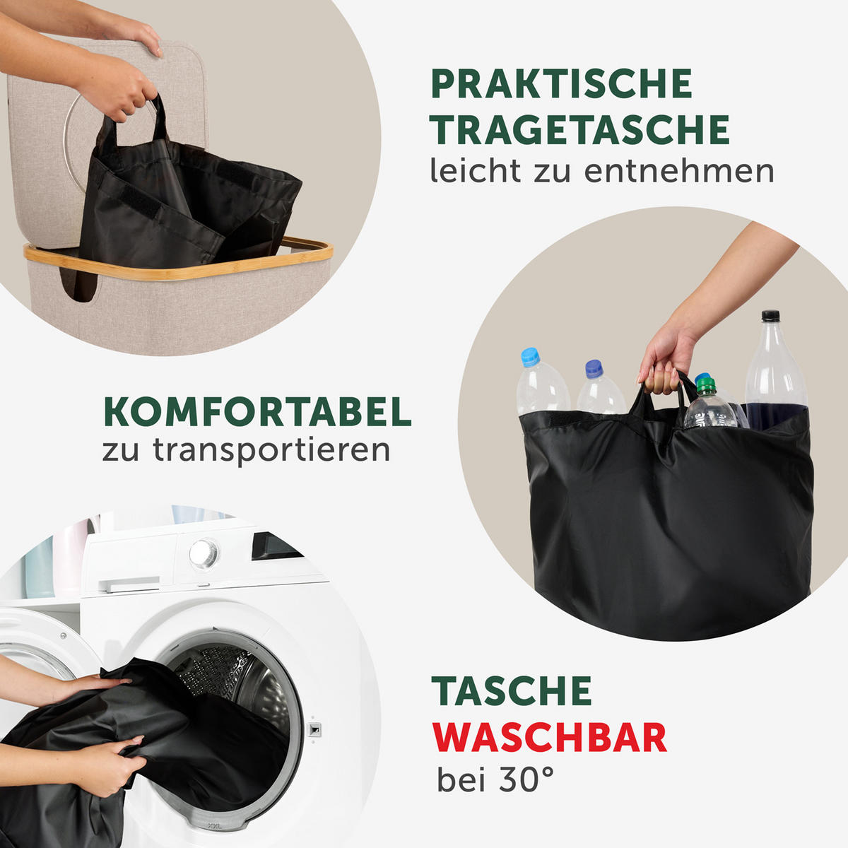 PFANDFLASCHEN-SAMMELBEHÄLTER 100L Beige - Beige, Kunststoff (34/3/42cm) - Blumtal