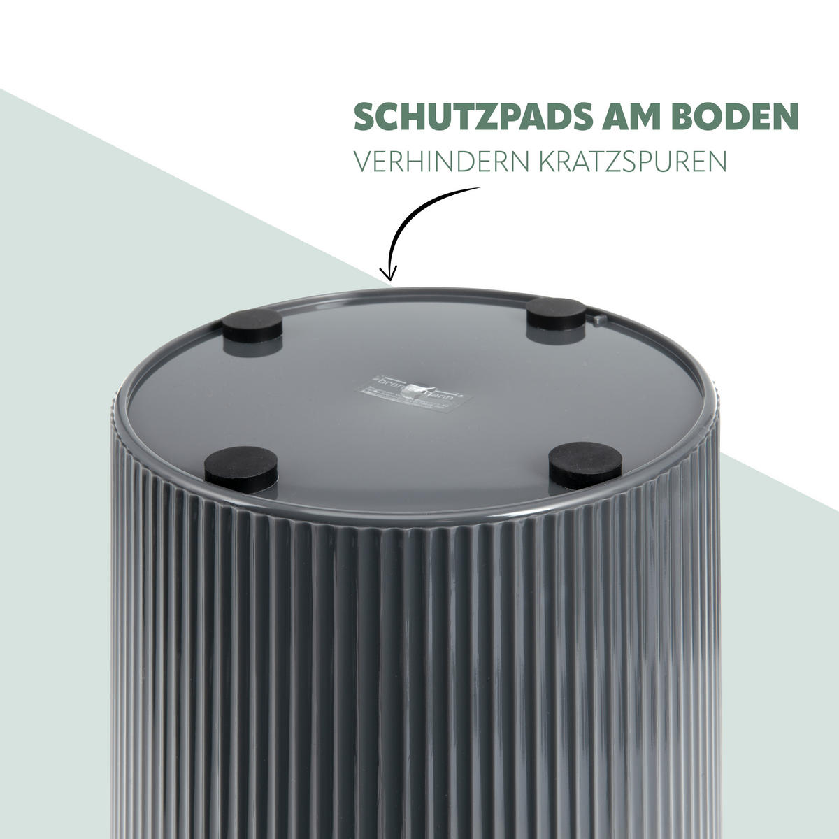 KOSMETIKEIMER 5,5 Liter, GAVELLO grau, Kunststoff - Grau, Kunststoff (19/24.5/19cm) - bremermann