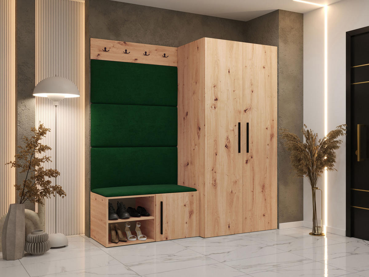 GARDEROBEN-SET Medi I - Schwarz/Eiche Artisan, Holzwerkstoff/Kunststoff (80/191/50cm) - MIRJAN24