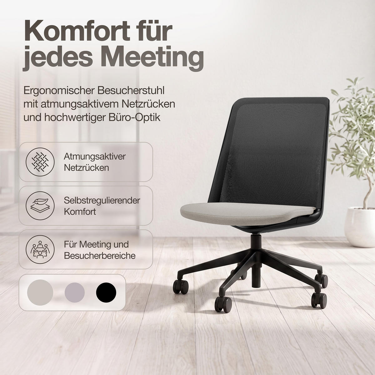 DREHSTUHL Bürostuhl Alassio / Weiß - Weiß, Textil (56/87/45cm) - ASSMANN