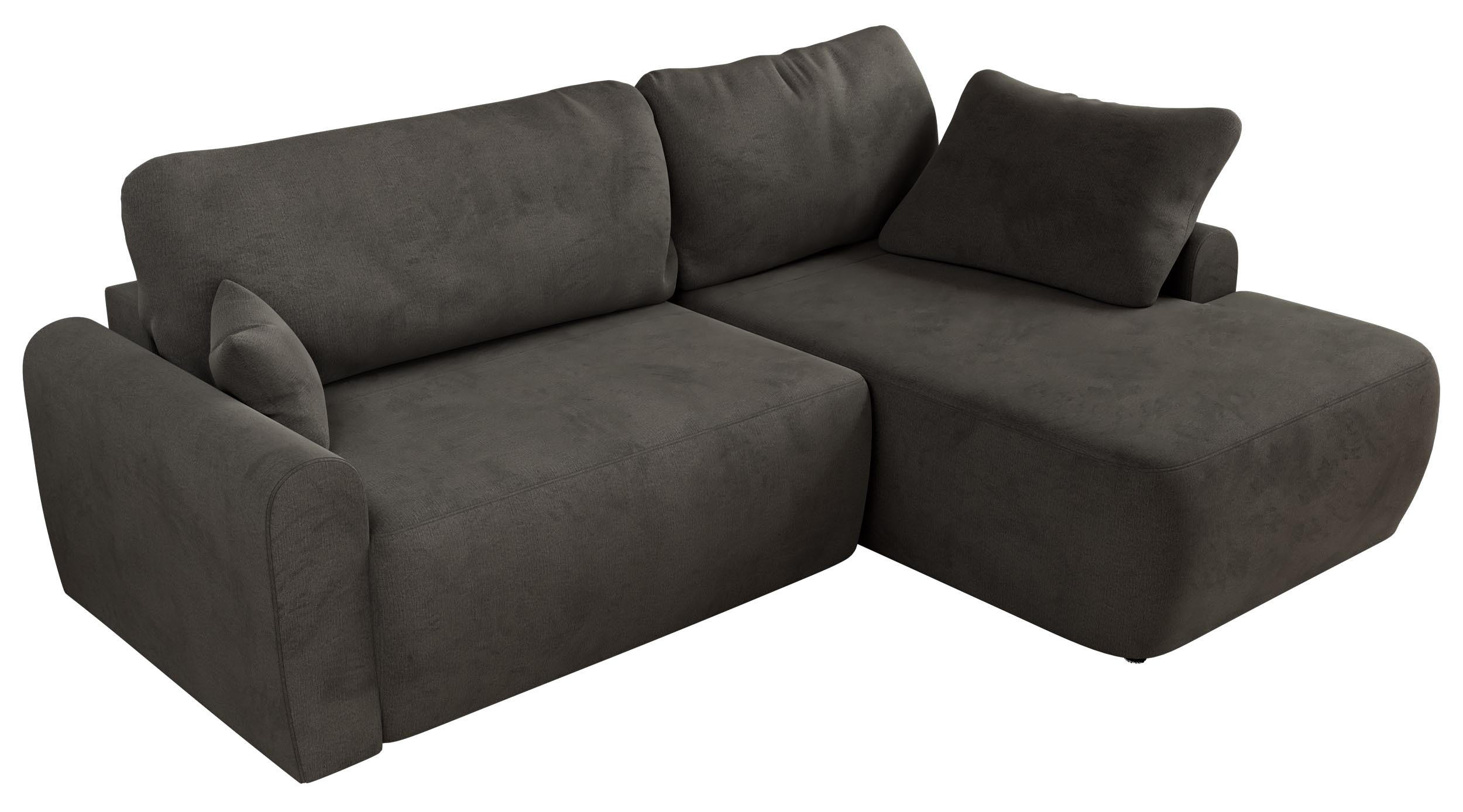 ECKSCHLAFSOFA CUBO L Dunkelgrau Velvet - rechts - Dunkelgrau/Schwarz, Kunststoff/Textil (187/273cm) - MKS