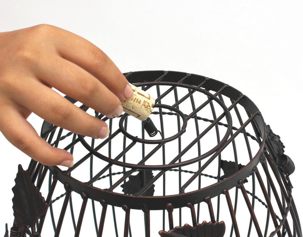 KORKENSAMMLER Weinfass Metall Braun 28/28/37 cm - Braun, Metall (28/37/28cm) - DanDiBo