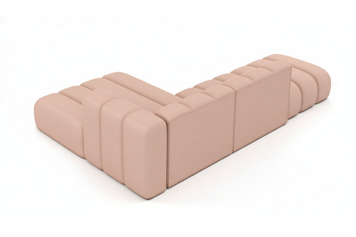 ECKSOFA L-form mit Hocker, Grand Mini, Stoff Salvador, Rosa, Links - Rosa, Holz (295/179cm) - Kaiser Möbel