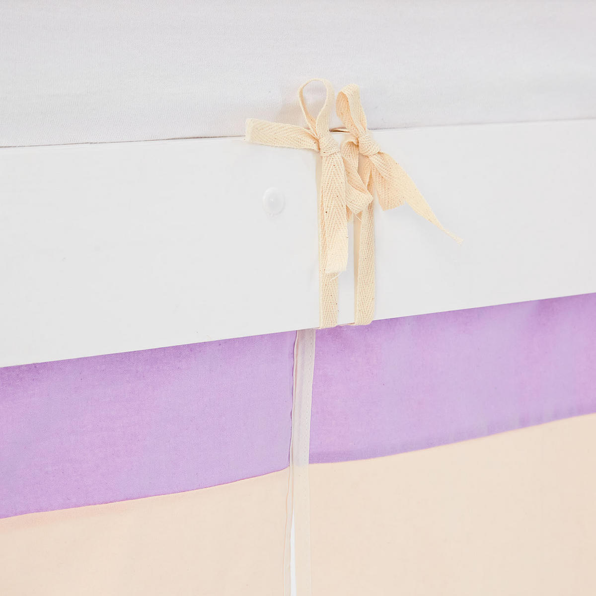 HOCHBETT 90/200 cm in weiß Rutsche Bettvorhang Turm Tunnel peach - Lila/Weiß, Holz/Textil (90/200cm) - Homestyle4u