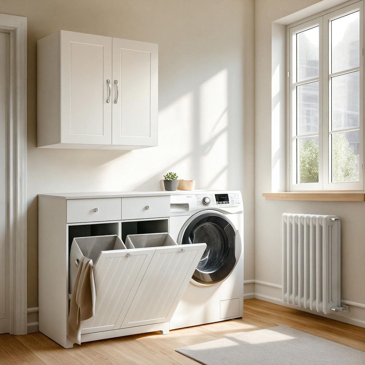 WÄSCHESCHRANK Weiß - Weiß, Holzwerkstoff (78/90/38cm) - SoBuy
