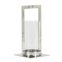 WINDLICHT JELCO 15x30 cm, Nickel/Glas, silber - Silberfarben, Glas (15/30/15cm) - Light & Living