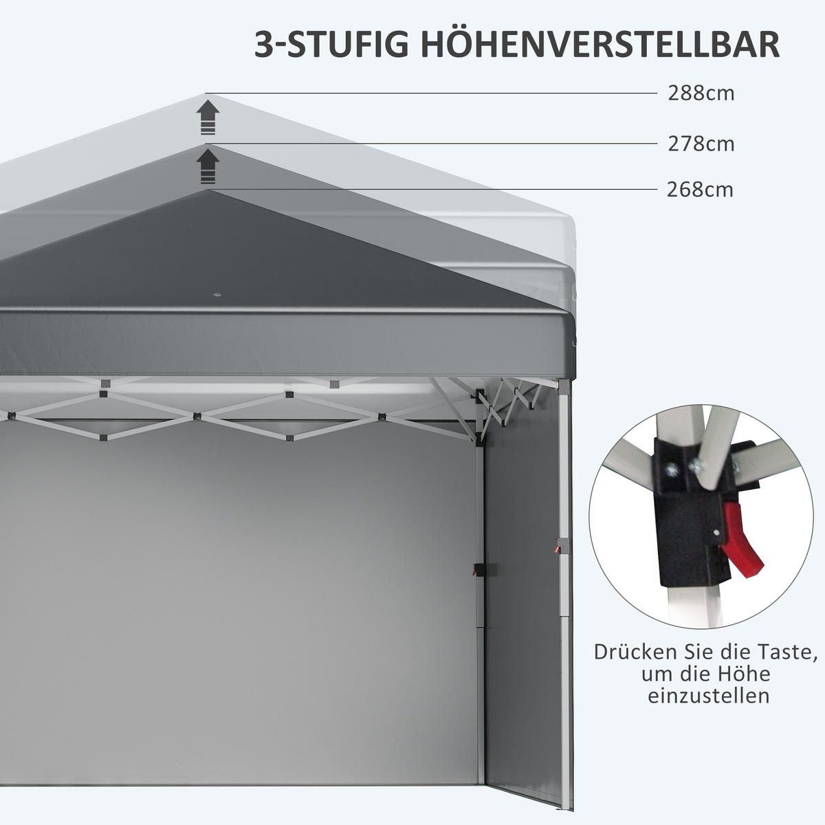 FALTPAVILLON 2,97x2,97 m Dunkelgrau - Grau, Metall (297/288/297cm) - ComfortXL