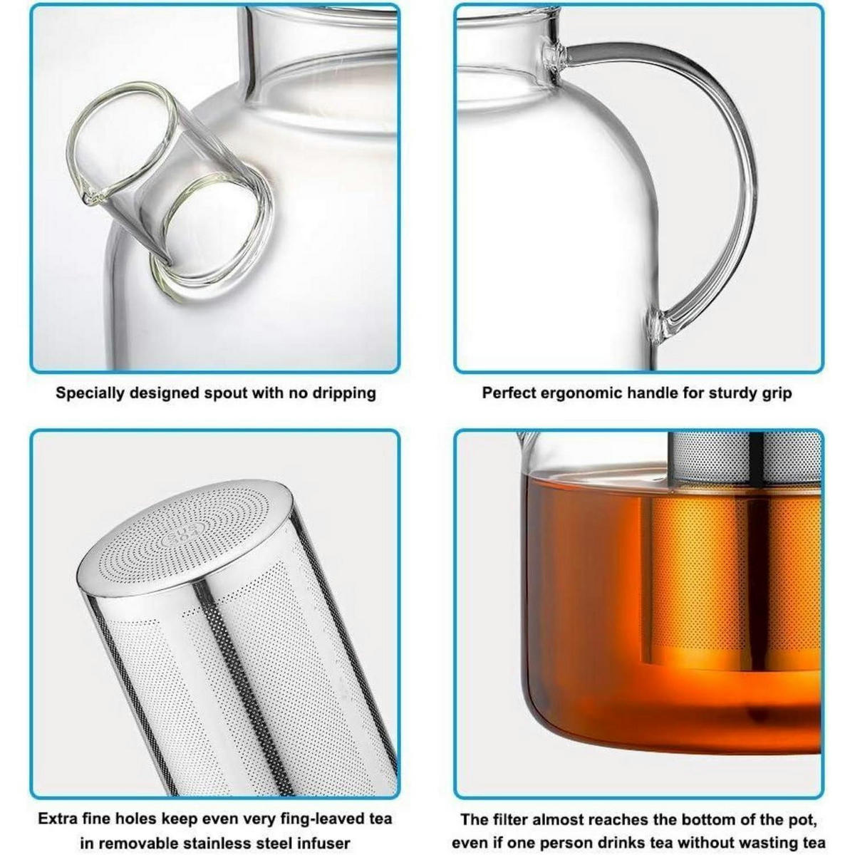 TEEKANNE Glas 1500ml mit Infuser - Transparent, Glas (21/21cm)