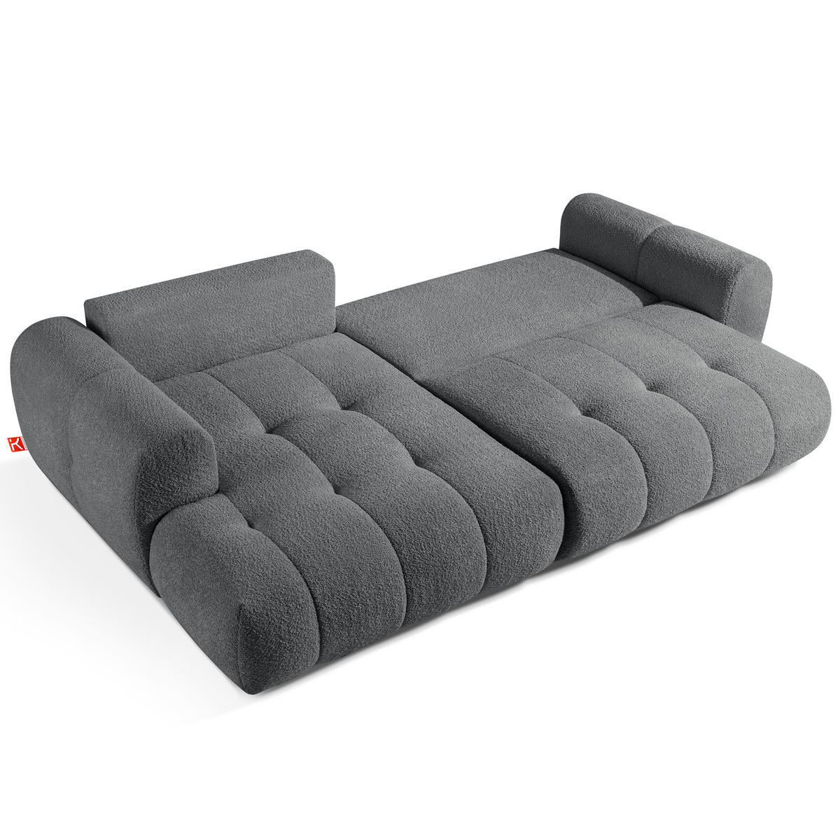 ECKSOFA LINKS LIRA, Dunkelgrau, Bouclé - Dunkelgrau, Holz/Holzwerkstoff (295/112cm) - KONSIMO®