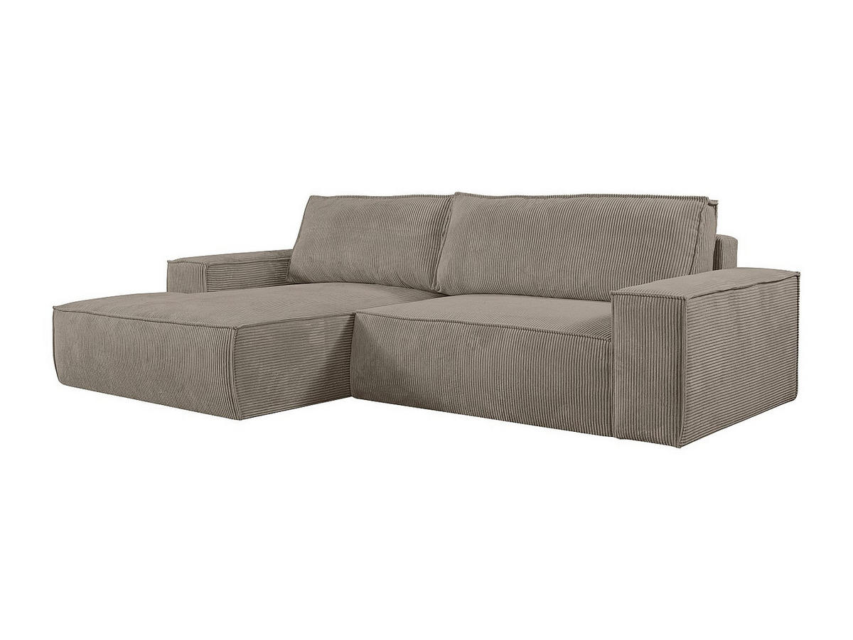 ECKSOFA mit Schlaffunktion - Ecke links - Cord - Taupe - AMELIA - Taupe, Textil (267/167cm) - Vente-Unique
