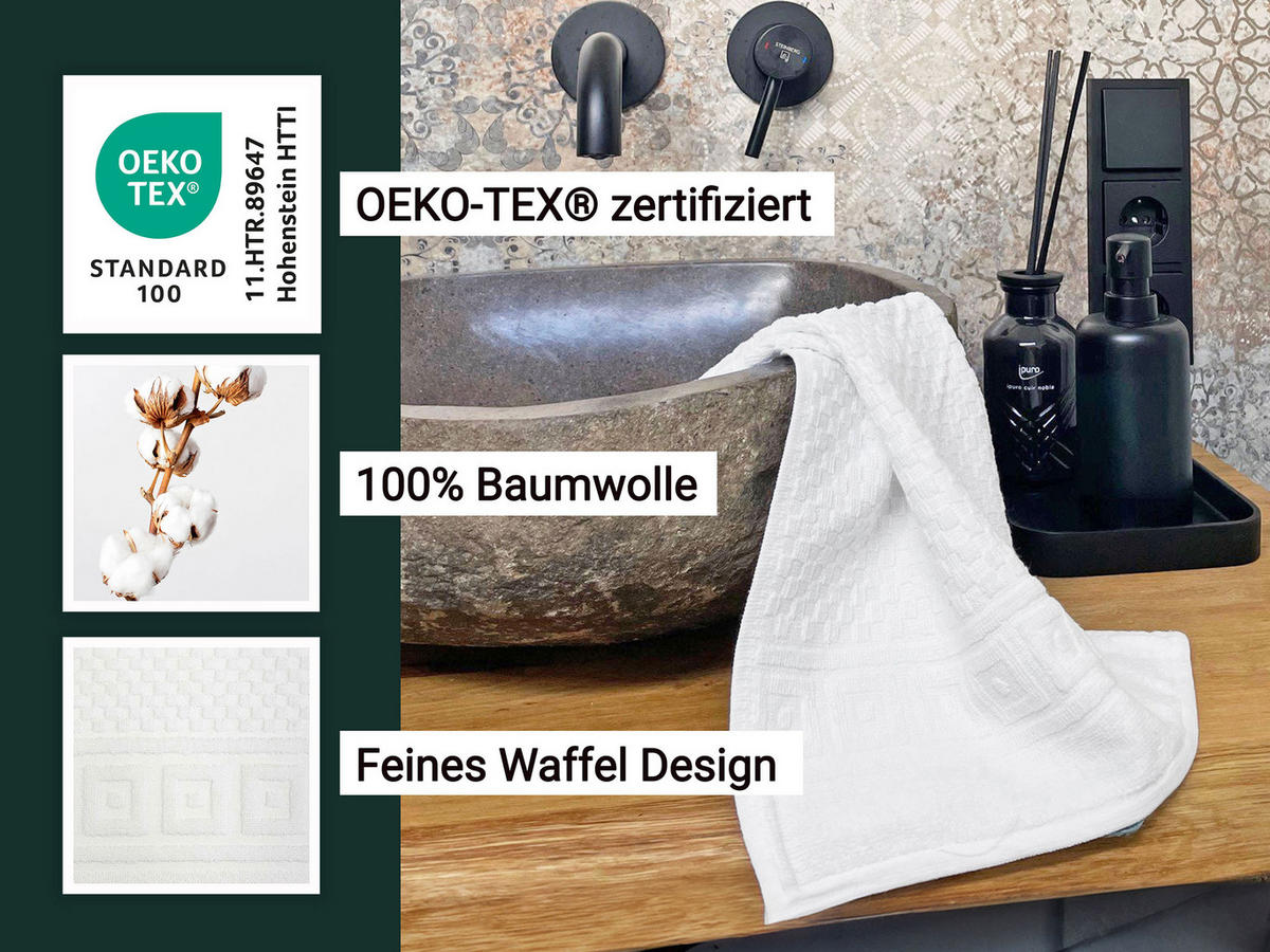 GÄSTETÜCHER, 10er-Set, 30x50 cm, 100% Baumwolle, Weiß - Weiß, Textil (30/50cm) - Zollner