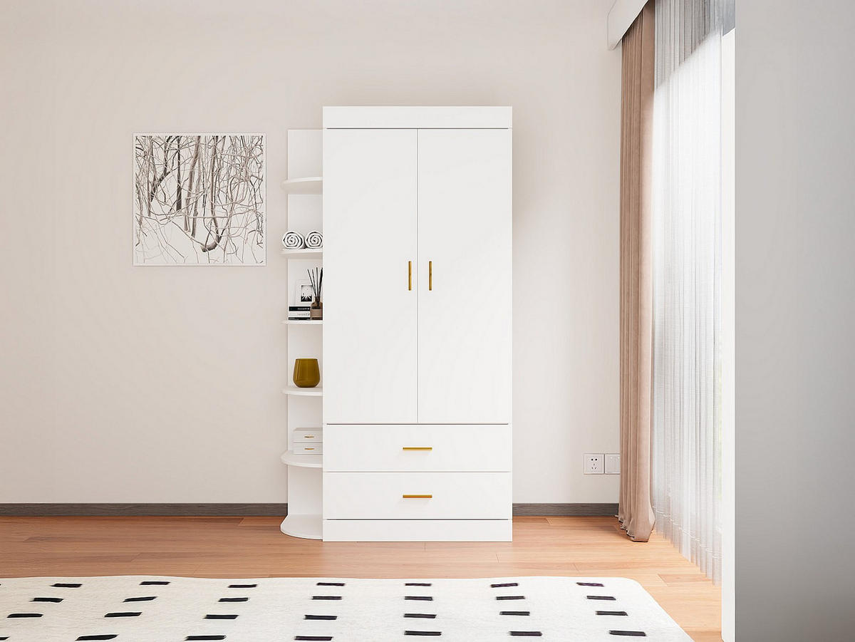 KLEIDERSCHRANK - 100 cm x 49.5 cm - Holz, Platte - Weiß, Goldfarben GRIMORI - Goldfarben/Weiß, Holz (100/180.2/49.5cm) - Vente-Unique