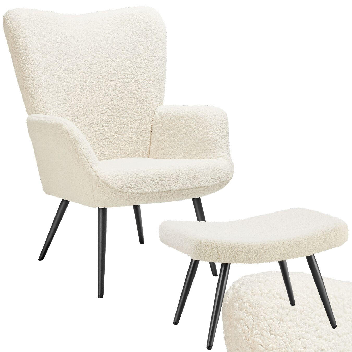 SESSEL Hygge,72 x 76 x 100,5 cm,Bouclé creme/gold - Goldfarben/Creme, Kunststoff (72/100.5/76cm) - tectake