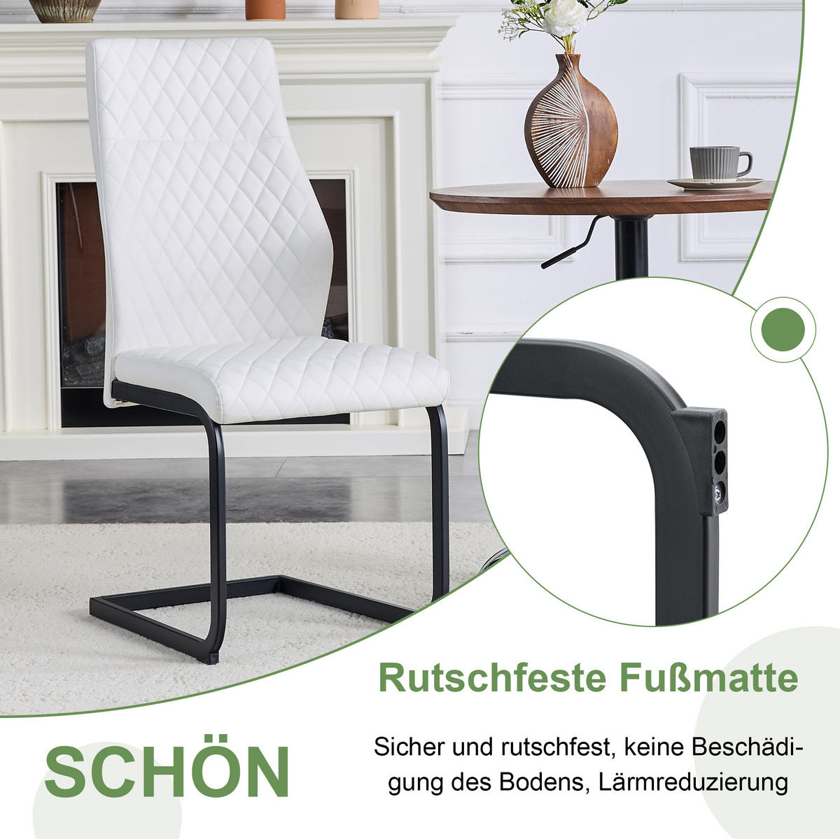 ESSGRUPPE 2-tlg. mit runder Tischplatte 107 cm Walnussoptik Weiß/Schwarz - Schwarz, Metall (107/75/107cm) - Meubliv