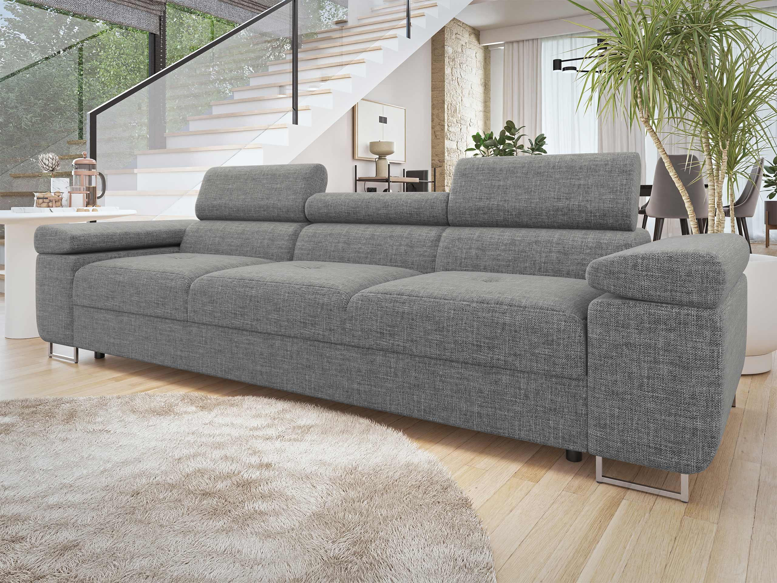 SOFA Torezio 3 - Hellgrau, Holz/Textil (263/90/102cm) - MIRJAN24