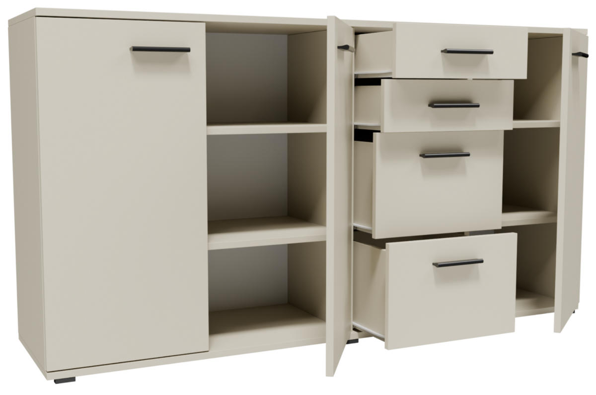 KOMMODE CR3-KD4 Weiß 137,8/34/73,5 cm (Kaschmir) - Kaschmir, Holzwerkstoff (137.8/73.5/34cm)