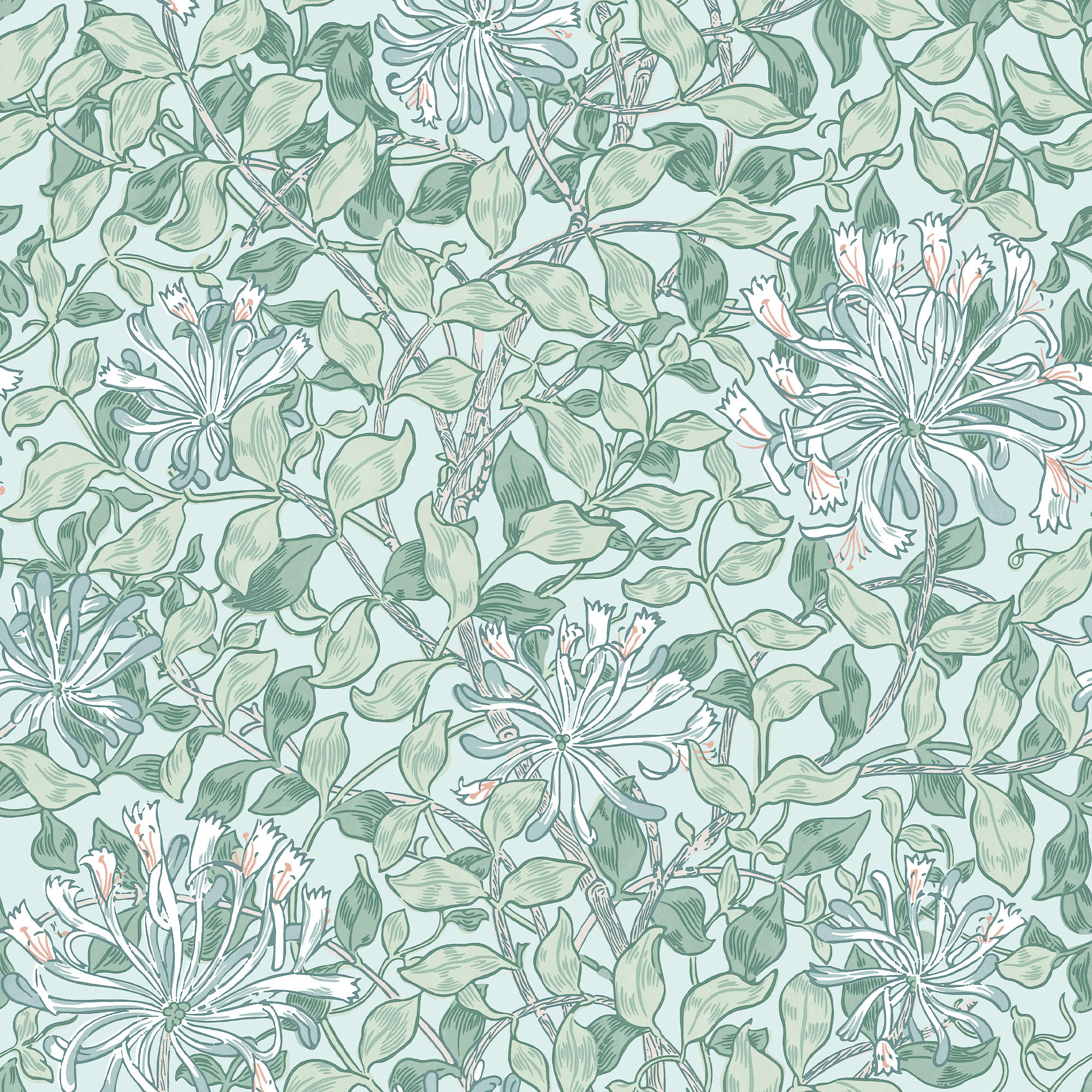 William Morris at Home Vliestapete Blau, Grün 52x1000 cm
